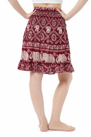 ELEPHANT PRINT SHORT BOHO SKIRT