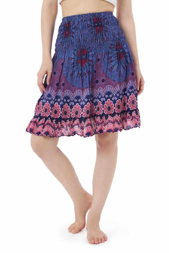 SHORT FLORAL MANDALA BOHO SKIRT - Lannaclothesdesign Shop