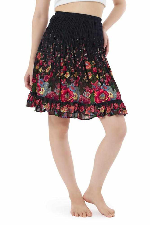 DARK BLUE FLOWER BOHO SKIRT