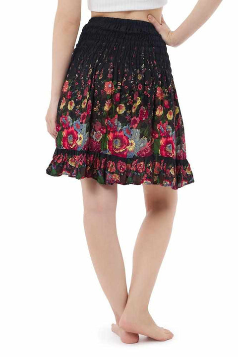 DARK BLUE FLOWER BOHO SKIRT