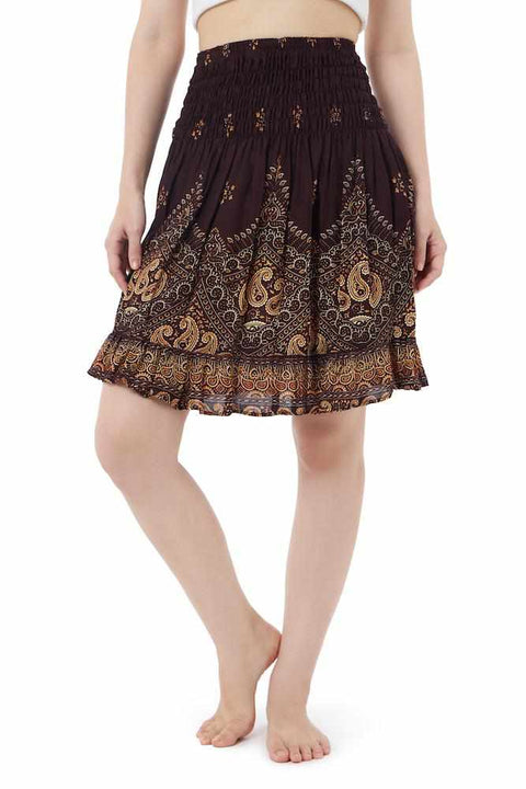 High Waisted Short Boho Skirt