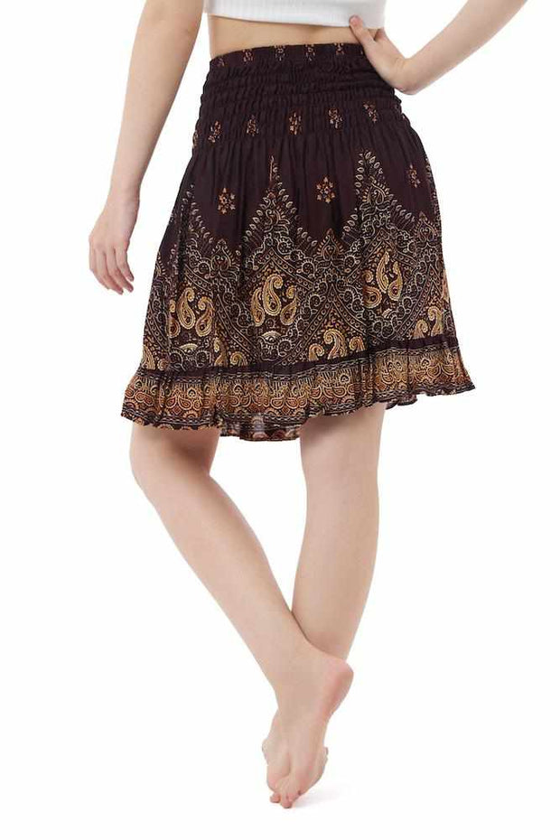 High Waisted Short Boho Skirt