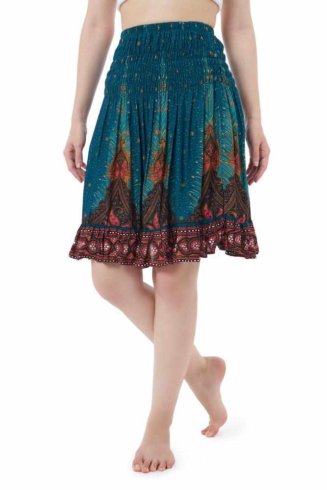 SHORT PEACOCK BOHO SKIRT - Lannaclothesdesign Shop