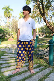 MENS LOUNGE BOHO PANTS-Men Pants-Lannaclothesdesign Shop-Small-Dark Blue-Lannaclothesdesign Shop