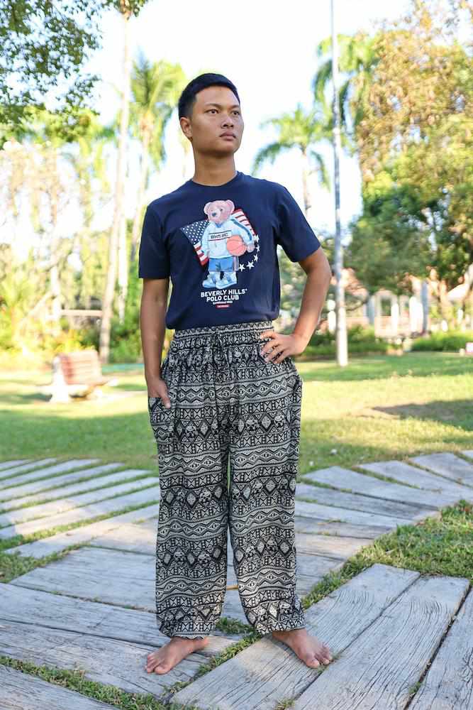 MEN Harem PANTS ELEPHANT PRINT - Lannaclothesdesign Shop