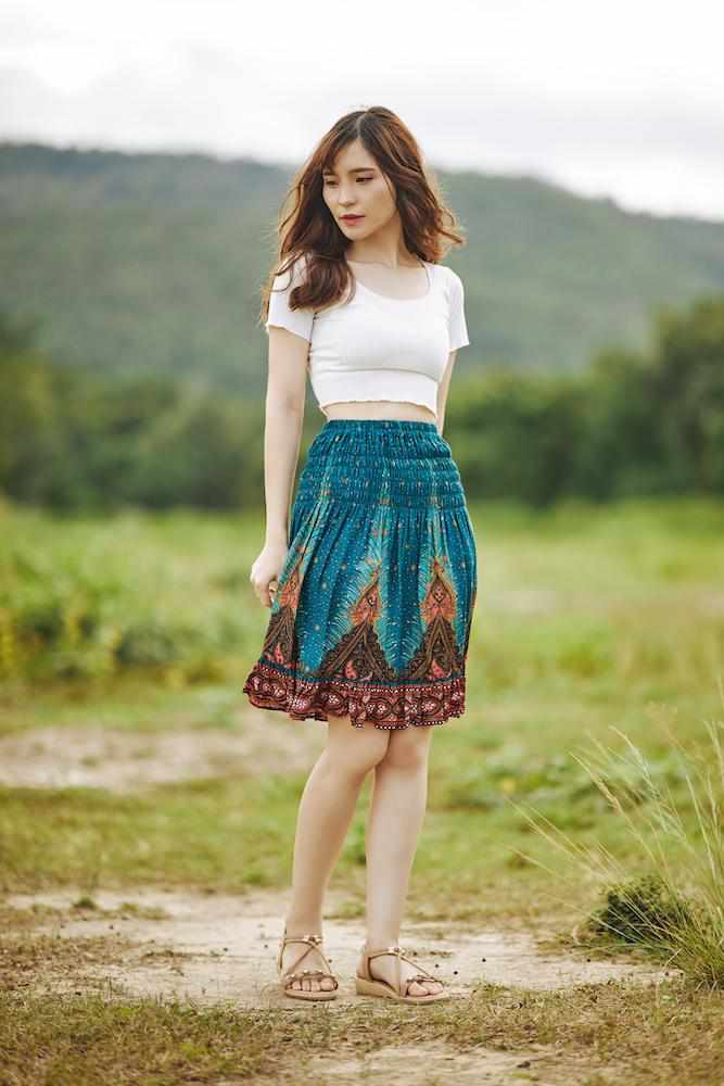 SHORT PEACOCK BOHO SKIRT - Lannaclothesdesign Shop