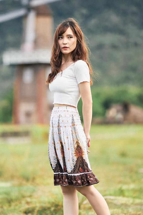 SHORT PEACOCK BOHO SKIRT