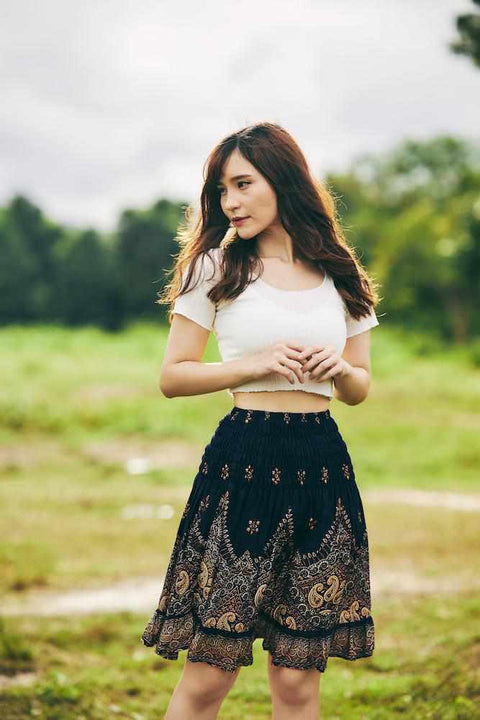 High Waisted Short Boho Skirt