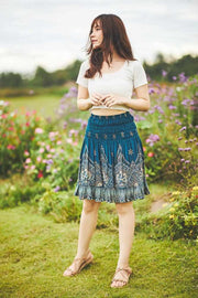 High Waisted Short Boho Skirt