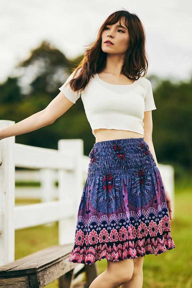 SHORT FLORAL MANDALA BOHO SKIRT - Lannaclothesdesign Shop