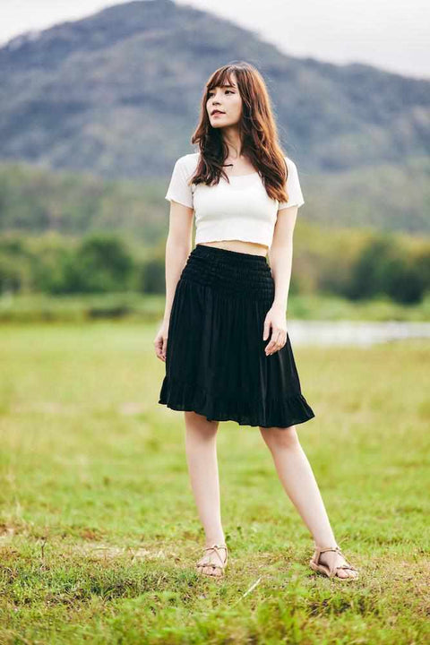 PLAIN HIGH WAISTED SKIRT