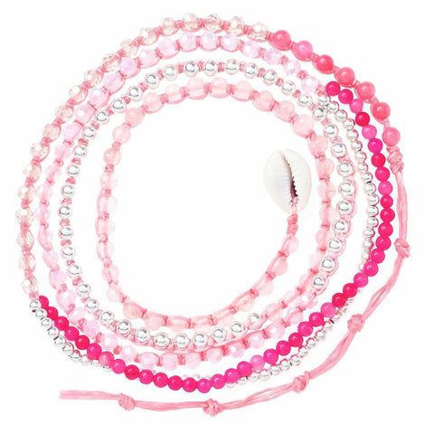 Beaded Boho Wrap Bracelet-Bracelet-Lannaclothesdesign Shop-Pink-Lannaclothesdesign Shop