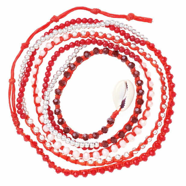 Beaded Boho Wrap Bracelet-Bracelet-Lannaclothesdesign Shop-Red-Lannaclothesdesign Shop