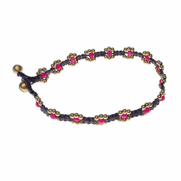 Beaded Flower Anklet-Anklet-Lannaclothesdesign Shop-Lannaclothesdesign Shop