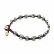 Beaded Flower Anklet-Anklet-Lannaclothesdesign Shop-Turquoise-Lannaclothesdesign Shop