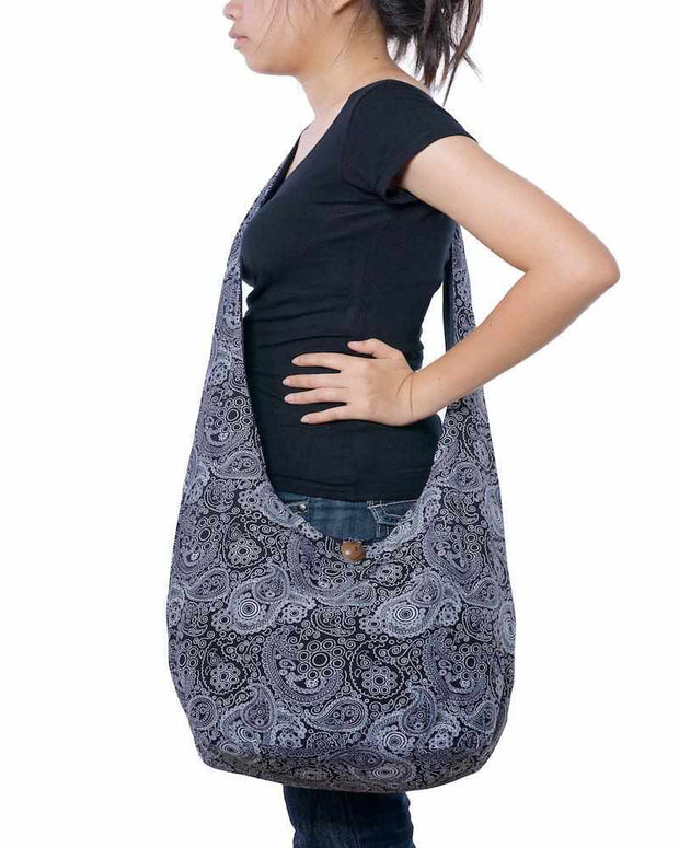 Black and Grey Sling Handbag-Bags-Lannaclothesdesign Shop-Lannaclothesdesign Shop