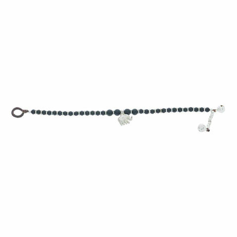 Black Beads and Silver Bells Bracelet-Bracelet-Lannaclothesdesign Shop-Lannaclothesdesign Shop