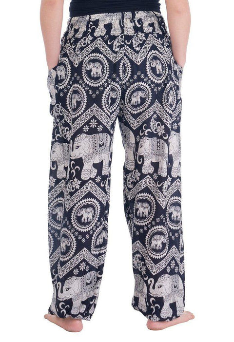 Black Elephant Harem Pants-Smocked-Lannaclothesdesign Shop-Lannaclothesdesign Shop