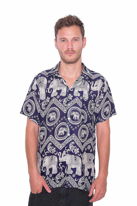 Black HAWAIIAN Short Sleeve Casual Shirt-Men Shirt-Lannaclothesdesign Shop-Small-Lannaclothesdesign Shop