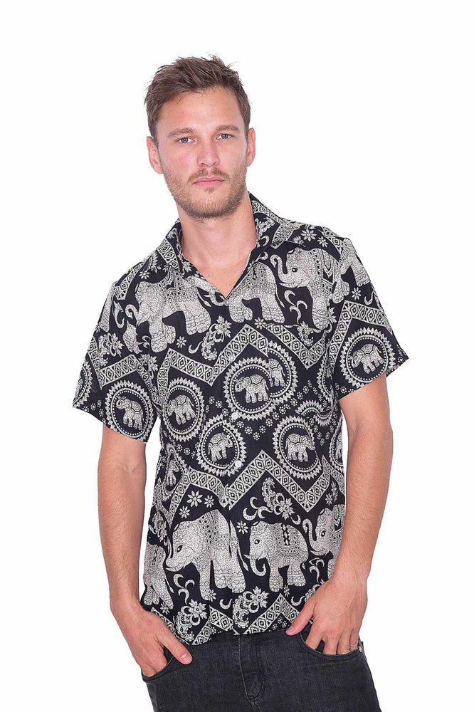 Black Hawaiian Short Sleeve Casual Shirt - Lannaclothesdesign Shop