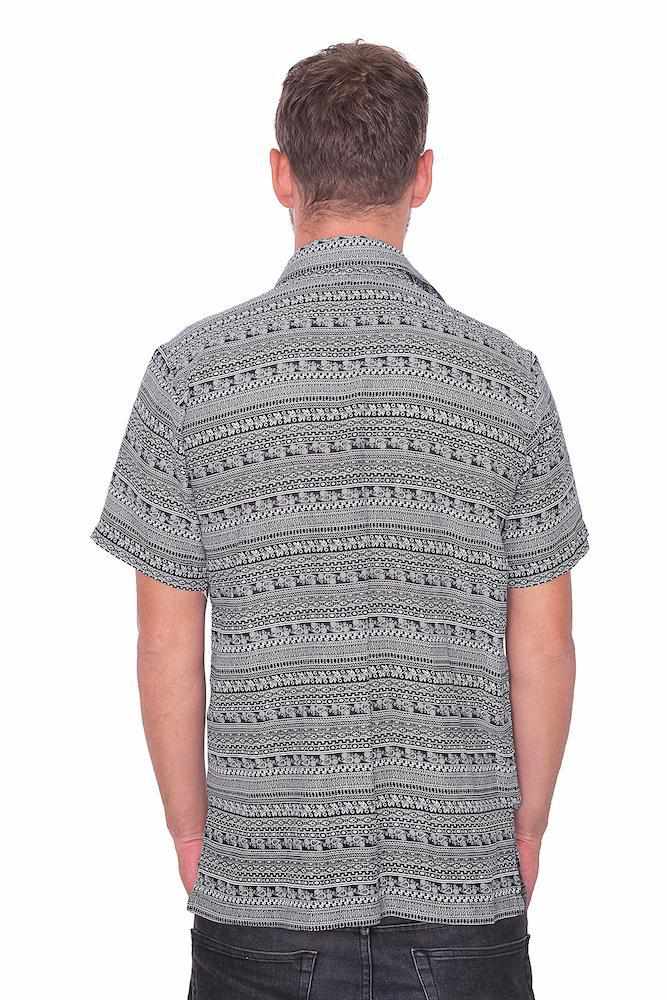 BLACK Short Sleeve Casual Aloha Beach Shirt - Lannaclothesdesign Shop