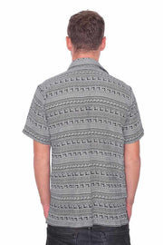 BLACK Short Sleeve Casual Aloha Beach Shirt-Men Shirt-Lannaclothesdesign Shop-Small-Lannaclothesdesign Shop