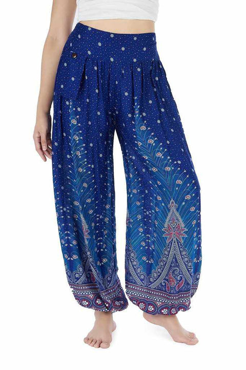Blue Harem hippie Trousers-Jenny Pants-Lannaclothesdesign Shop-Lannaclothesdesign Shop