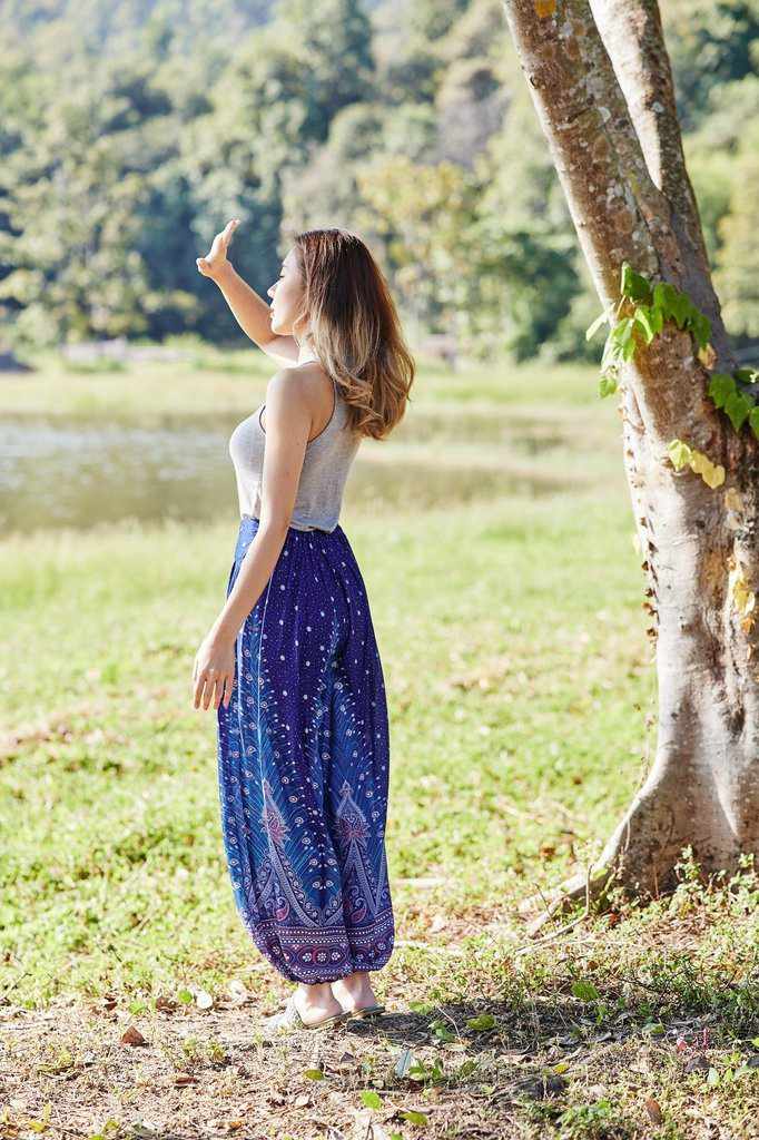 Blue Harem hippie Trousers - Lannaclothesdesign Shop