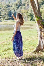 Blue Harem hippie Trousers-Jenny Pants-Lannaclothesdesign Shop-XS/S-Blue-Lannaclothesdesign Shop