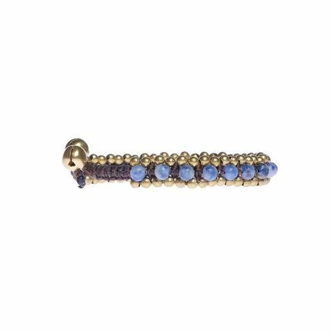 Blue Sodalitz Beads and Brass Bells Boho Bracelet-Bracelet-Lannaclothesdesign Shop-Lannaclothesdesign Shop
