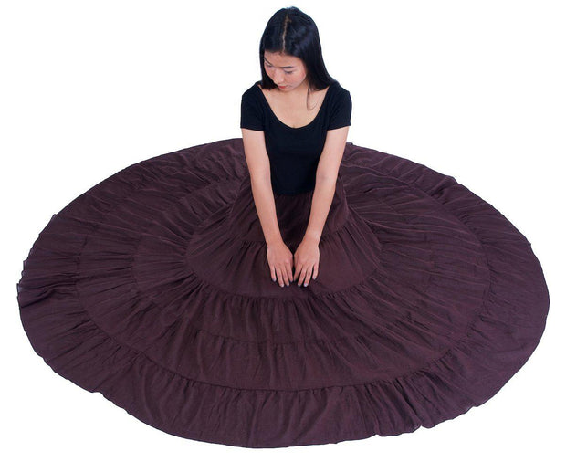 Brown Long Cotton Ruffle Maxi Skirt-Cotton Skirt-Lannaclothesdesign Shop-Lannaclothesdesign Shop