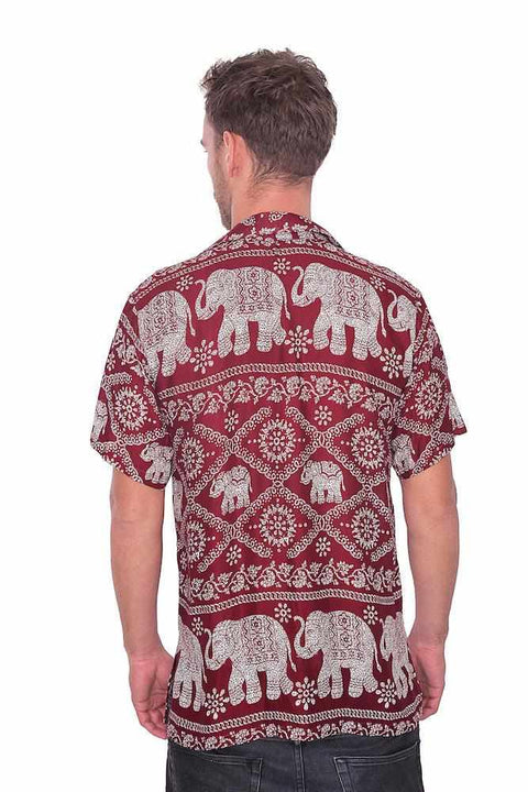 BURGUNDY Aloha Short Sleeve Shirt-Men Shirt-Lannaclothesdesign Shop-Small-Lannaclothesdesign Shop