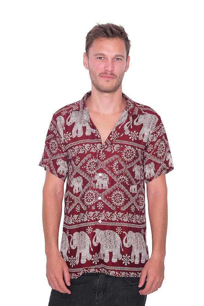 BURGUNDY Aloha Short Sleeve Shirt - Lannaclothesdesign Shop