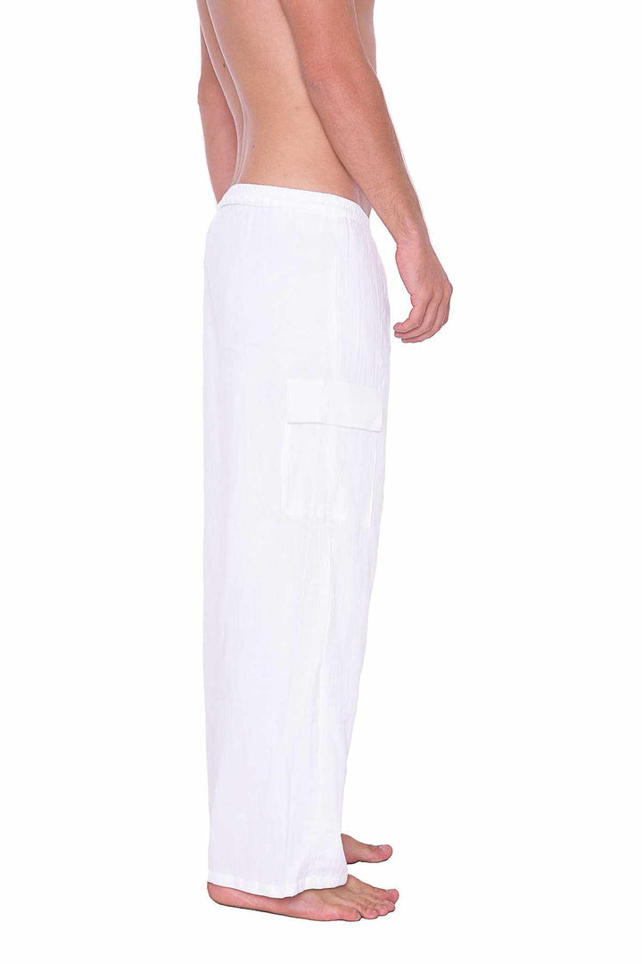 Comfy Baggy White Cotton Pants - Lannaclothesdesign Shop