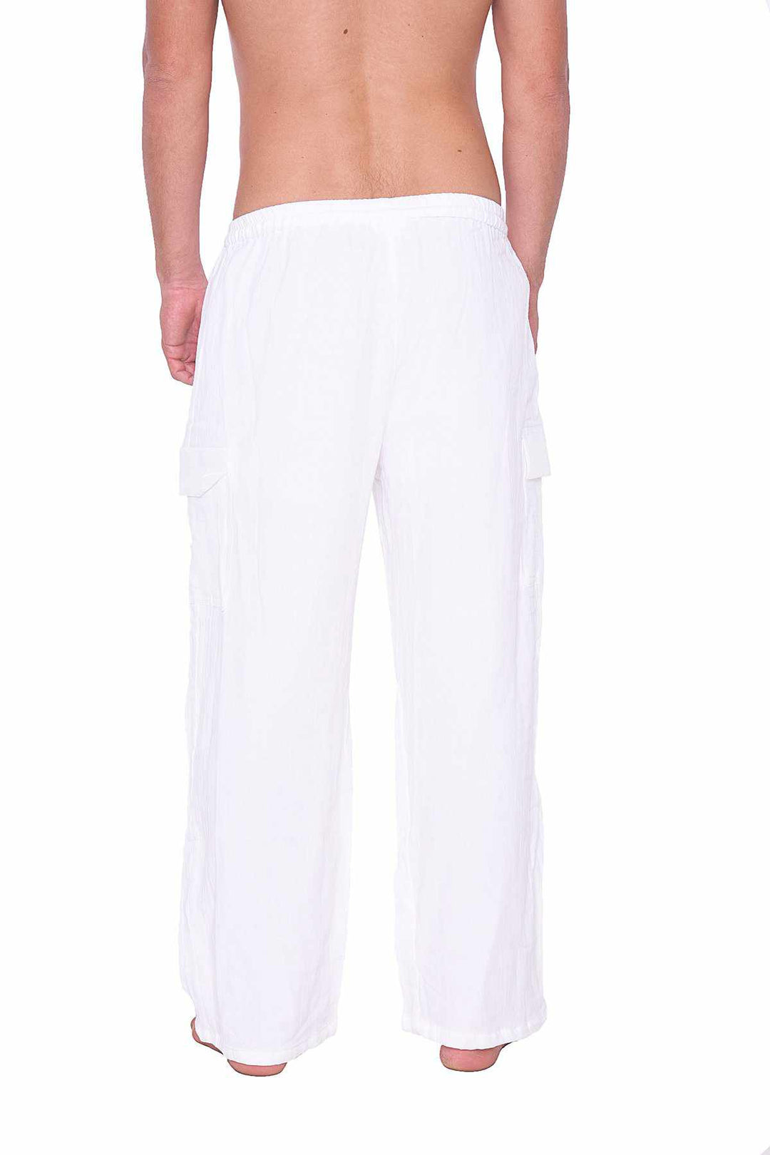 Comfy Baggy White Cotton Pants - Lannaclothesdesign Shop