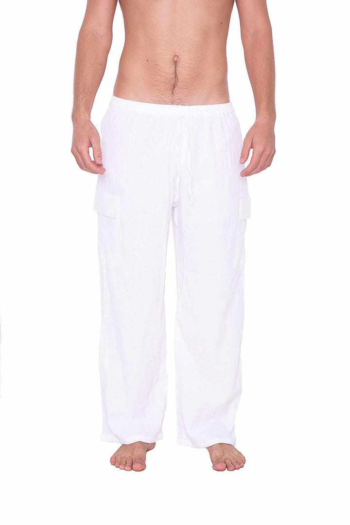 Comfy Baggy White Cotton Pants - Lannaclothesdesign Shop