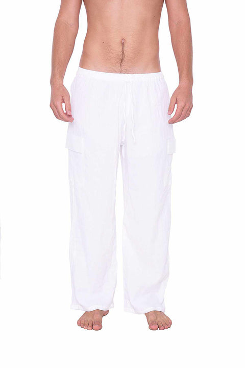 Comfy Baggy White Cotton Pants-Men Pants-Lannaclothesdesign Shop-Lannaclothesdesign Shop