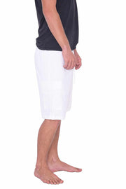 COMFY LOOSE WHITE COTTON SHORTS-Men Shorts-Lannaclothesdesign Shop-Lannaclothesdesign Shop