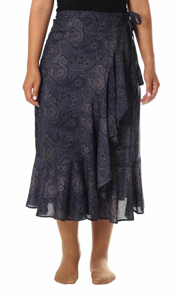 DARK BLUE BEACH WRAP SKIRT - Lannaclothesdesign Shop