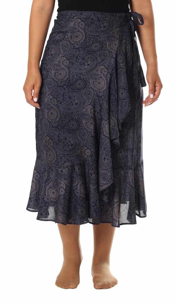 DARK BLUE BEACH WRAP SKIRT-Rayon Skirt-Lannaclothesdesign Shop-Lannaclothesdesign Shop
