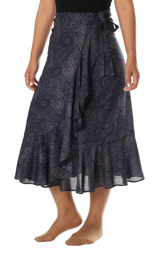 DARK BLUE BEACH WRAP SKIRT - Lannaclothesdesign Shop