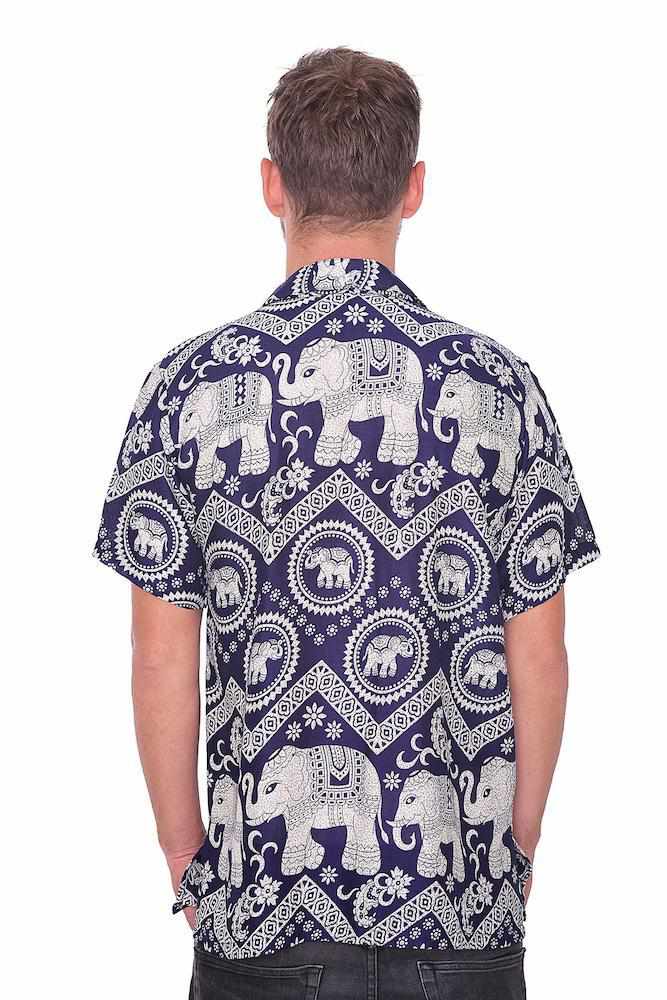 Dark Blue Hawaiian Shirt Men - Lannaclothesdesign Shop