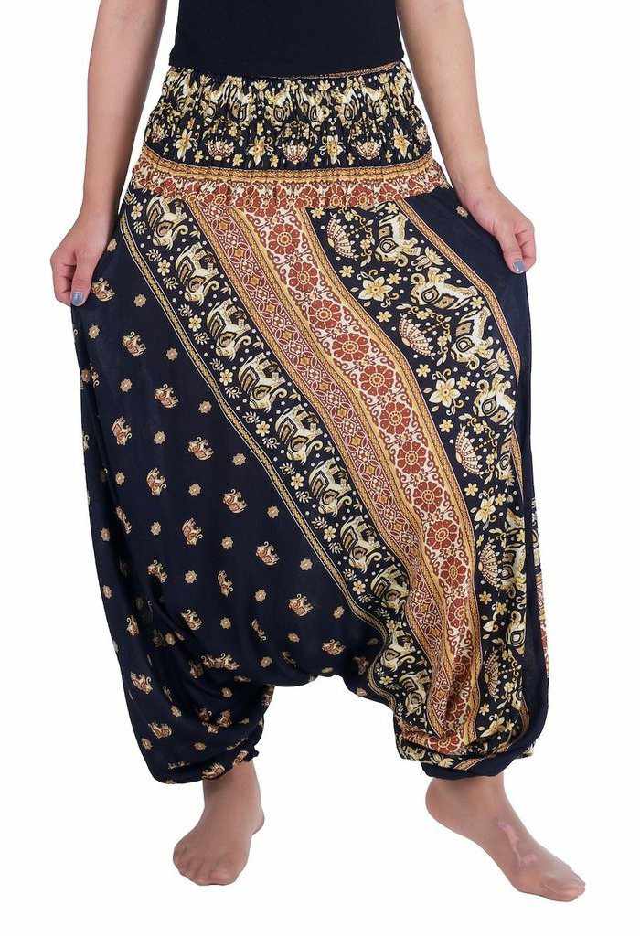 Small Gold Elephant Harem Pants - Lannaclothesdesign Shop