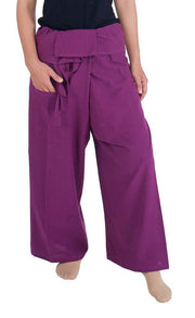 Fisherman Pants Cotton Fabric-Fisherman-Lannaclothesdesign Shop-Large-X-Large-Dark Purple-Lannaclothesdesign Shop
