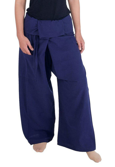 Fisherman Pants Cotton Fabric-Fisherman-Lannaclothesdesign Shop-Small-Medium-Blue-Lannaclothesdesign Shop