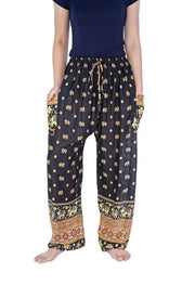 Flowy Elephant Drawstring Pants-Drawstring-Lannaclothesdesign Shop-Small-Black-Lannaclothesdesign Shop