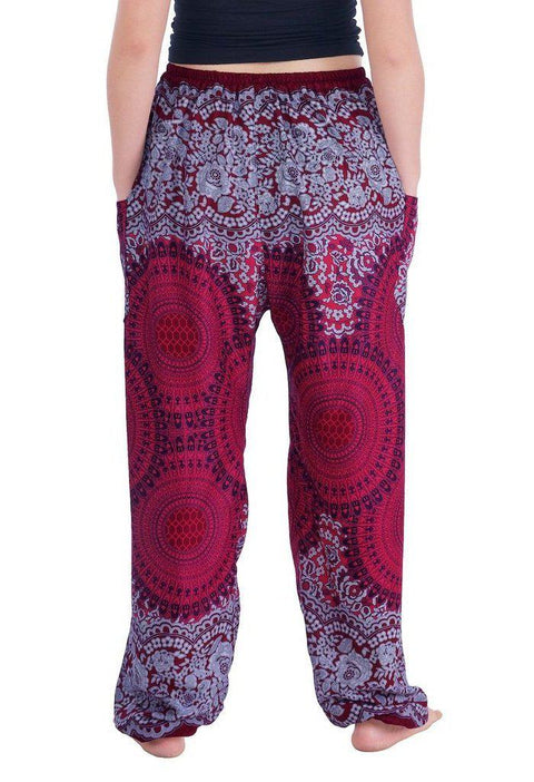 Geometric Mandala Harem Pants-Drawstring-Lannaclothesdesign Shop-Lannaclothesdesign Shop