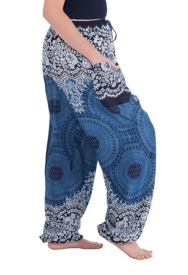 Geometric Mandala Harem Pants-Drawstring-Lannaclothesdesign Shop-Lannaclothesdesign Shop