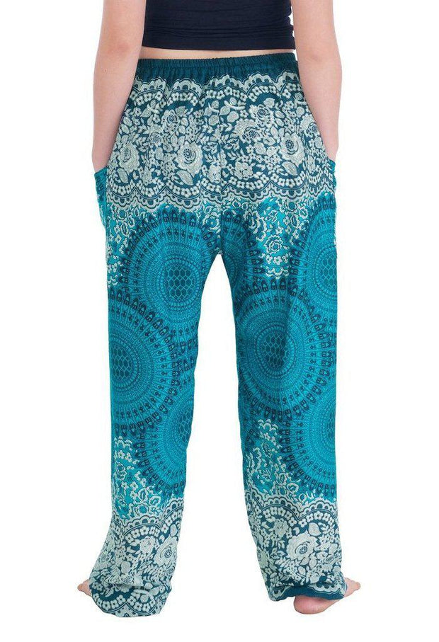 Geometric Mandala Harem Pants-Drawstring-Lannaclothesdesign Shop-Lannaclothesdesign Shop