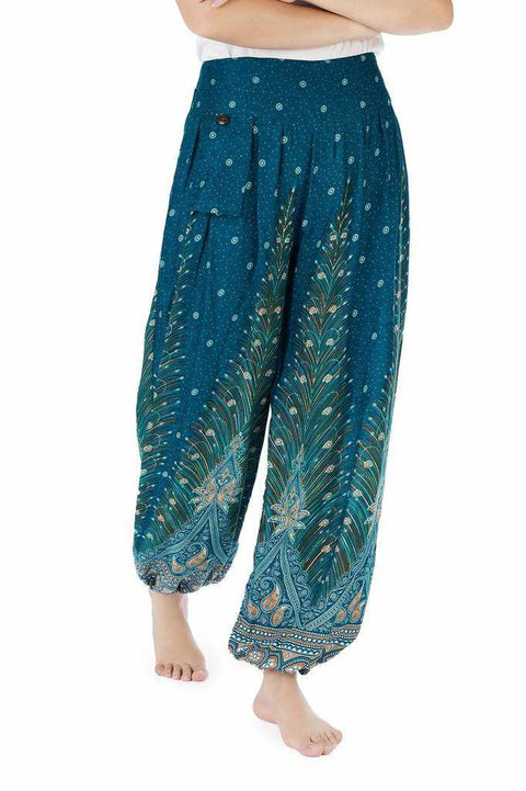 Girls Bohemian Pants - Teal-Jenny Pants-Lannaclothesdesign Shop-Lannaclothesdesign Shop